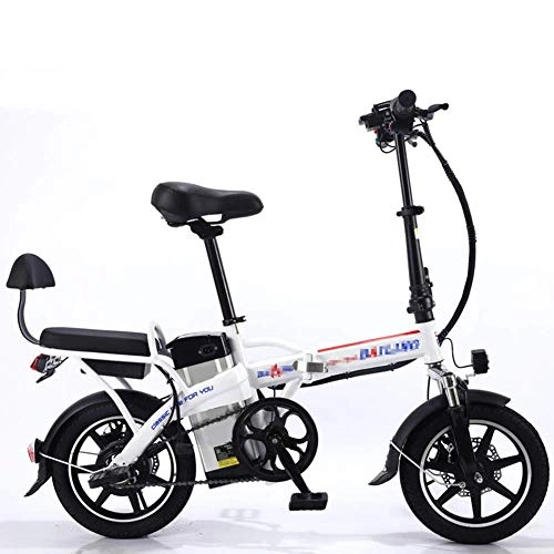 Bicicletas eléctrica : GJJSZ Bicicleta eléctrica Plegable de Aluminio con Pedales, Asistencia eléctrica y Motor 48V 350Wh, batería, Bicicleta eléctrica con 14 Pulgadas, luz de Bicicleta LED 3 Modos de conducción