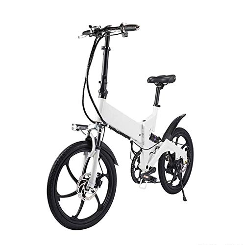 Bicicletas eléctrica : GOUTUIZI Bicicleta elctrica, Bicicleta Plegable de 20 Pulgadas, Bicicleta elctrica de Ciudad de Velocidad Variable 7.8Ah Batera mx. 25 km / h 120 kg de Carga (Blanco)
