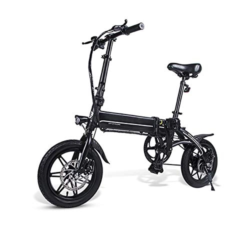 Bicicletas eléctrica : Gowell 14" Negro Aluminio Bicicleta eléctrica Plegable Volt Unisex Adulto Talla única 250W 36V Actualizar Bici Electrica Urbana Ligera para Adulto