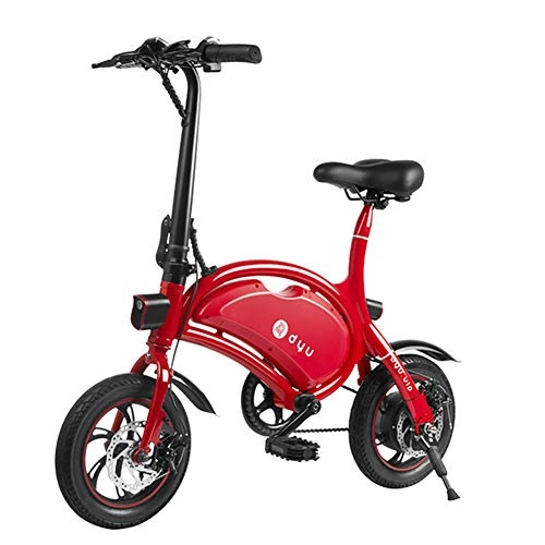 Bicicletas eléctrica : Gowell Bicicleta Eléctrica Plegable 240W 14 Inch 36V 10.4Ah Aluminio Velocidad máxima de 25 km / h para Adultos Motor sin escobillas Capacidad de Carga de la Bicicleta 120 kg, Rojo