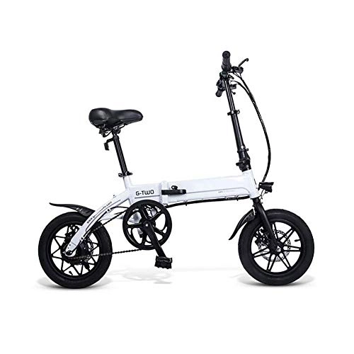 Bicicletas eléctrica : Gowell Blanco 14" Aluminio Bicicleta eléctrica Plegable Volt Unisex Adulto Talla única 250W 36V Actualizar Bici Electrica Urbana Ligera para Adulto