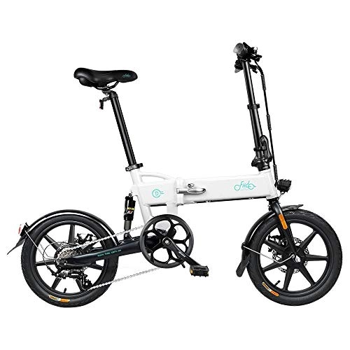 Bicicletas eléctrica : GoZheec Bicicleta elctrica FIIDO D2S Neumticos de 16 Pulgadas Bicicleta elctrica Plegable con Motor de 250 W Mx. 25km / h Shimano 6 velocidades Shift 7.8Ah Batera para Adultos. (Blanco)