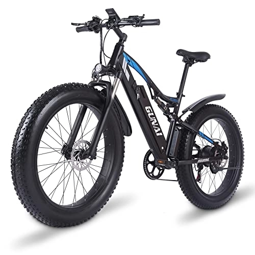 Bicicletas eléctrica : GUNAI Bicicleta Eléctrica para Adultos, Bicicleta Eléctrica de Montaña con Suspensión Completa de 26 Pulgadas, con Batería de 48V y 17AH y Freno de Aceite