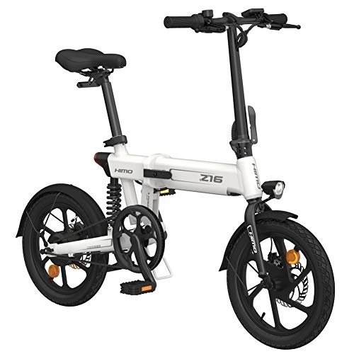 Bicicletas eléctrica : GUOJIN Bicicleta Electrica Plegables, 250W Motor Bicicleta Plegable 25 Km / H, Bici Electricas Adulto, Batería 36V 10Ah, 3 Modos de Conducción, Power Assist Bicicleta, Blanco