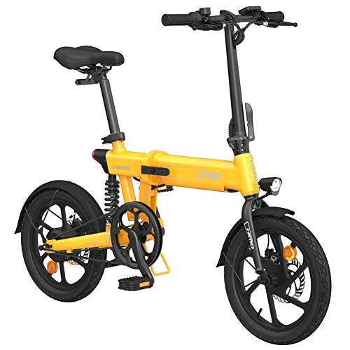Bicicletas eléctrica : GUOJIN Bicicleta Electrica Plegables, Bicicleta de Aleación de Aluminio de 250 W, Bici Electricas Adulto, Batería 36V 10Ah, Pantalla de LCD, Asiento Ajustable, 3 Modos de Conducción, Amarillo