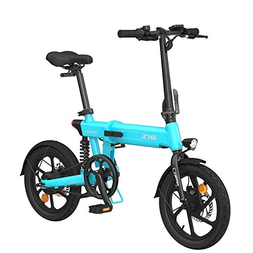 Bicicletas eléctrica : GUOJIN Bicicleta Electrica Plegables, Bicicleta de Aleación de Aluminio de 250 W, Bici Electricas Adulto, Batería 36V 10Ah, Pantalla de LCD, Asiento Ajustable, 3 Modos de Conducción, Azul
