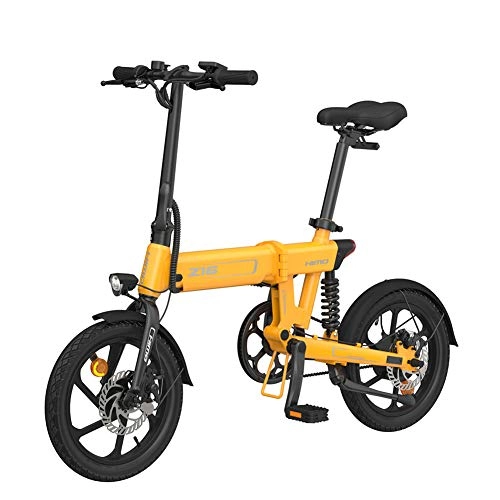 Bicicletas eléctrica : GUOJIN Bicicleta Eléctrica Plegable Bicicleta de Aleación de Aluminio de 250 W 36V, 10Ah Batería de Iones de Litio, City Mountain Bicycle Booster 80KM, Capacidad de Carga 100 Kg, Amarillo