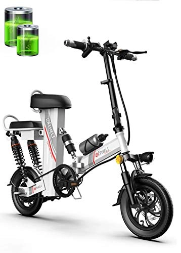 Bicicletas eléctrica : GUOJIN Bicicleta Eléctrica Plegable E-Bike con Motor De 350W Velocidad Máxima 25KM / H Bicicleta Eléctrica 11AH Batería 3 Modos De Conducción Frenos De Disco, Blanco