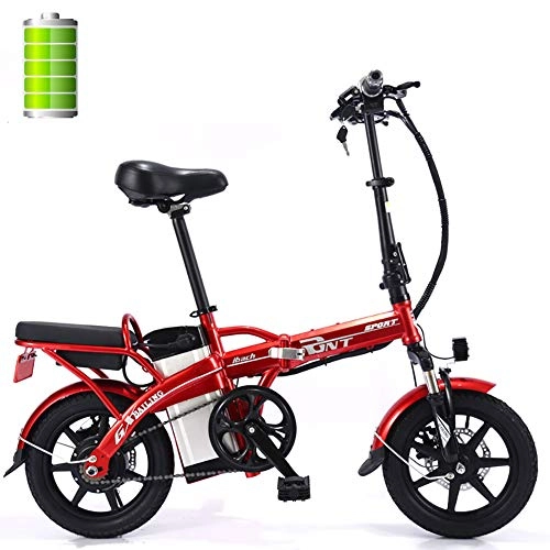 Bicicletas eléctrica : GUOJIN Bicicleta Eléctrica Plegable E-Bike De hasta 25 Km / H, Motor De 350 W, con Batería De Iones De Litio Extraíble 48V 22Ah, Bicicleta Eléctrica para Adultos Y Viajeros, Rojo
