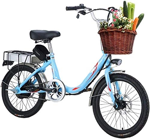 Bicicletas eléctrica : GYL Bicicleta eléctrica Scooter para mujer, viaje para adultos, 20 pulgadas, 7 velocidades, velocidad variable, 48 V, 8 / 10Ah, batería para viajes urbanos al aire libre, Azul, 10AH