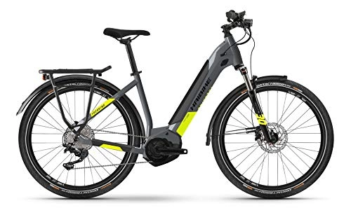 Bicicletas eléctrica : Haibike Trekking 6 Yamaha Bicicleta eléctrica 2021 (27, 5 pulgadas LowStep L / 54 cm, gris frío / Canary (Lowstep))