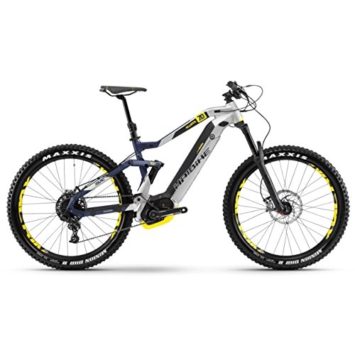 Bicicletas eléctrica : Haibike Xduro allmtn 7.0E-Bike 500WH S de Mountain Bike Plata / Azul / Amarillo Mate, Color Silber / Blau / Gelb Matt, tamao 44 - M