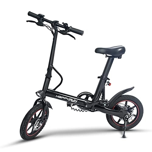Bicicletas eléctrica : happyrun Bicicleta eléctrica para Adultos, Bicicleta eléctrica Plegable con batería extraíble de 36 V / 6 Ah, Ruedas de 14 Pulgadas, Bicicleta eléctrica con Frenos de Disco Dobles, Bicicleta eléctrica