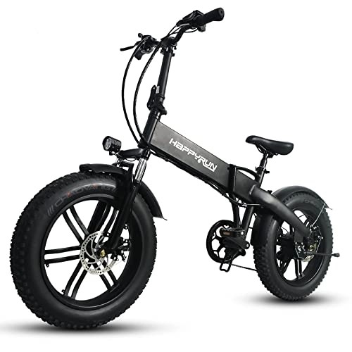 Bicicletas eléctrica : Happyrun Bicicleta eléctrica Plegable de 20'' con Potente Motor de 250 W, Modelo de 7 velocidades, Controlador de Pantalla, Sistema de frenado Dual, batería de Litio extraíble, luz Trasera LED