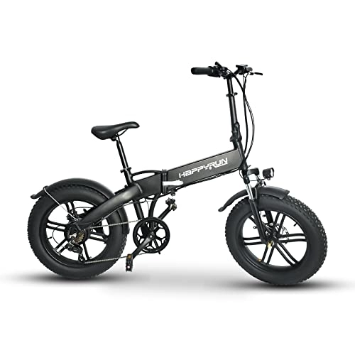Bicicletas eléctrica : happyrun Bicicleta eléctrica Plegable para Adultos, Bicicleta eléctrica de montaña, batería de 36 V / 10 Ah, Bicicleta eléctrica de 20"* 4 Ruedas, Bicicleta eléctrica con Engranaje de 7 velocidades