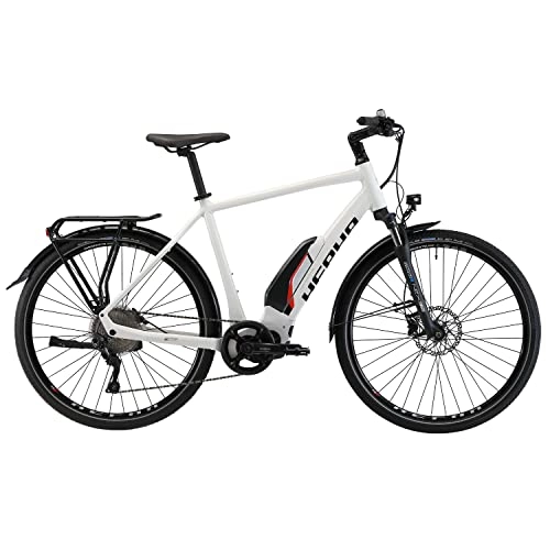Bicicletas eléctrica : HEPHA Bicicleta eléctrica Trekking 3.0 para hombre, motor central Shimano E7000, Pedelec 504 Wh, batería extraíble, 10 velocidades, 28 pulgadas (blanco, RH 56 cm)