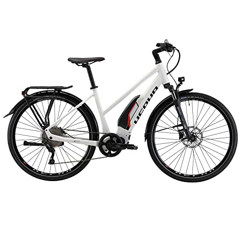 Bicicletas eléctrica : HEPHA Bicicleta eléctrica Trekking 3.0 para mujer, motor central Shimano E7000, Pedelec 504 Wh, batería extraíble, 10 velocidades, 28 pulgadas (blanco, RH 44 cm)