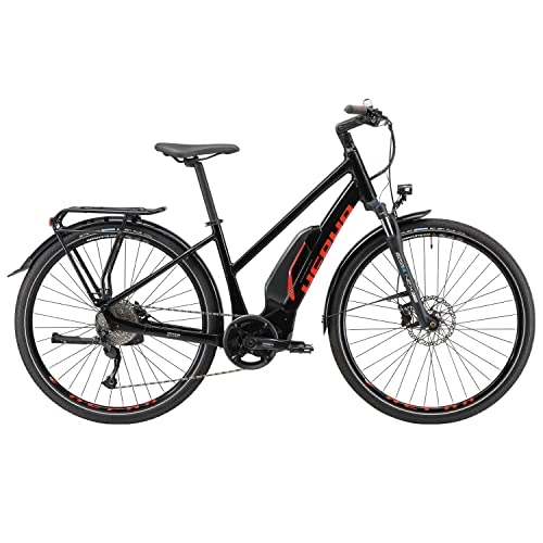 Bicicletas eléctrica : HEPHA Bicicleta eléctrica Trekking 3.0 para mujer, motor central Shimano E7000, Pedelec 630 Wh, batería extraíble, 10 velocidades, 28 pulgadas (negro, RH 44 cm)
