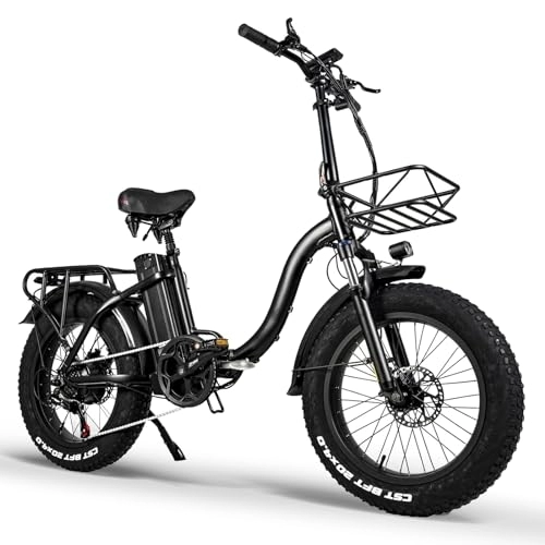 Bicicletas eléctrica : HFRYPShop Bicicleta Electrica Plegabe, 20'' Ebike para Adultos con Samsung Batería Litio 48V / 24Ah(140 km), Hydraulic Disc Brake, Espejo Retrovisor, Cesta Delantera, 4.0 Neumático, Potente Motor 80Nm