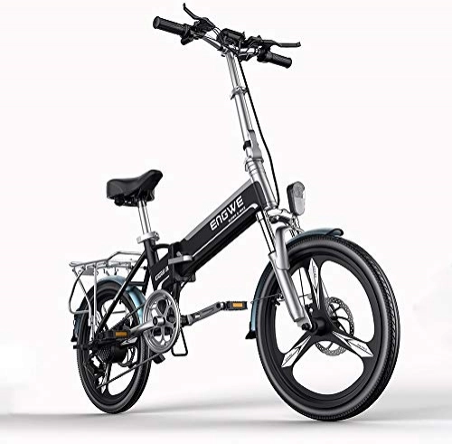Bicicletas eléctrica : HHHKKK Bicicleta Eléctrica Plegable 20 Pulgadas 48V, Asiento de Choque Elástico Alto Marco de Aleación de Aluminio Ligero, Estante Trasero Extraíble Velocidad 25KM / H