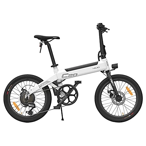 Bicicletas eléctrica : HIMO C20 Bicicleta eléctrica Plegable para Adultos, Bici eléctrica de montaña de 20" para desplazamientos, batería 10 Ah, Engranajes de transmisión de 6 velocidades, Bomba de inflado Oculta (Blanco)