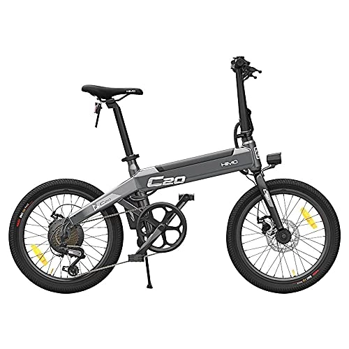 Bicicletas eléctrica : HIMO C20 Bicicleta eléctrica Plegable para Adultos, Bici eléctrica de montaña de 20" para desplazamientos, batería 10 Ah, Engranajes de transmisión de 6 velocidades, Bomba de inflado Oculta (Gris)