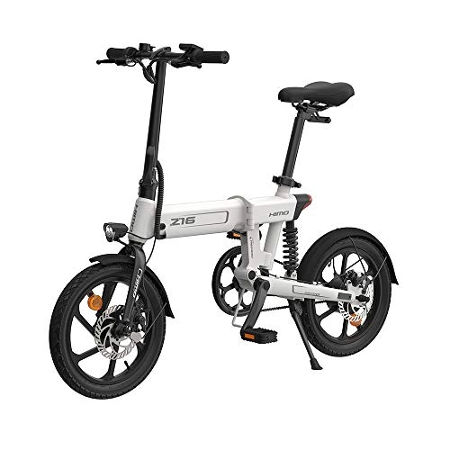 Bicicletas eléctrica : HIMO Z16 Bicicleta eléctrica Plegable asistida, Viaje Ligero, Plegable en Tres etapas, batería de Litio Oculta, Amortiguador de Alta Resistencia, Alcance máximo de Crucero 80KM