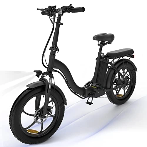 Bicicletas eléctrica : HITWAY Bicicleta eléctrica 20" Fatbike Bicicleta Montaña Plegable Ebike, 250W Motor, 48V / 10Ah Batería, Shimano 7 Vel, Pedal Assist, Alcance 60-80KM, E-MTB Adultos Urbana (Negro(sin Logo))