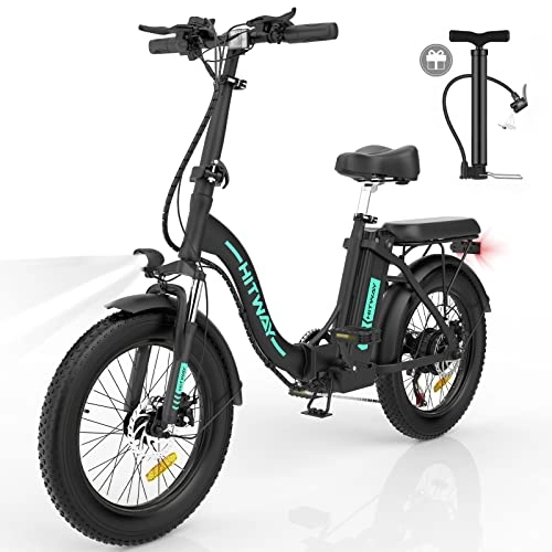 Bicicletas eléctrica : HITWAY Bicicleta eléctrica 20" Fatbike Bicicleta Montaña Plegable Ebike, 250W Motor, 48V / 11.2Ah Batería, Shimano 7 Vel, Pedal Assist, Alcance 35-90KM, E-MTB Adultos Urbana