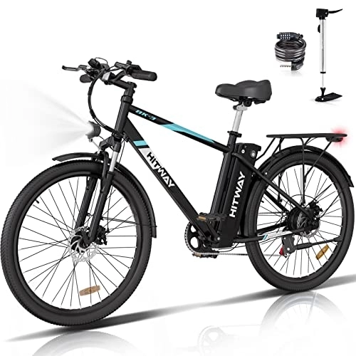 Bicicletas eléctrica : HITWAY Bicicleta eléctrica, 26" Montaña Ebike 250W Motor 14AH 36V Batería, Alcance 45-100KM, con Sistema Shimano 7 Bicicleta de montaña, E-MTB Adultos Urbana