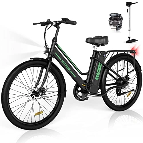 Bicicletas eléctrica : HITWAY Bicicleta eléctrica Mujer 26 Pulgadas, Motor 250 W, 36V / 8, 4Ah, Pedal Assist, Alcance de hasta 35-70 km, Adultos Urbana City E-Bike