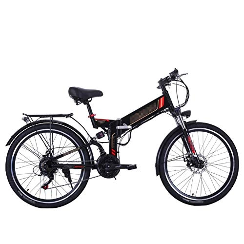 Bicicletas eléctrica : HLeoz 26" Bicicleta Elctrica Plegables, Bicicleta Elctrica de Montaa Batera de Iones de Litio Extrable 36V 8Ah con Bolsa de Silln y Casco - Unisex Adulto, 300W