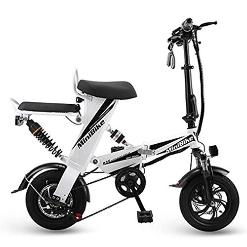 Bicicletas eléctrica : Hokaime Bicicleta elctrica Plegable, Bicicleta elctrica Plegable de Aluminio Generacin de Doble Choque Conduccin 50 km Conduccin Plegable