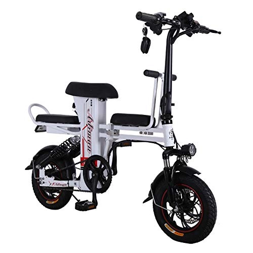 Bicicletas eléctrica : Hokaime Bicicleta elctrica Vehculo elctrico para Adultos Fuente de alimentacin de batera de Litio Recargable Amortiguador Trasero de Carretera Accionamiento elctrico 100 kg