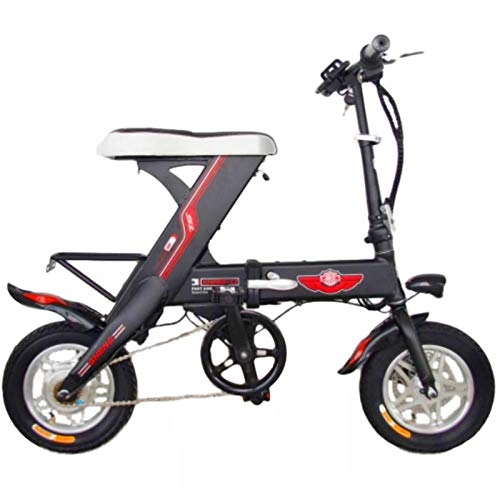 Bicicletas eléctrica : Hokaime Bicicleta eléctrica 12 Pulgadas Mini Bicicleta eléctrica Plegable 36v batería de Litio vehículo eléctrico de Viaje