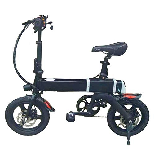 Bicicletas eléctrica : Hokaime Bicicleta eléctrica, Bicicleta eléctrica Plegable de 14 Pulgadas, Bicicleta eléctrica Plegable de batería de Litio, Scooter eléctrico Plegable, Negro