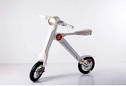 Bicicletas eléctrica : Hold E-Bikes 12"LEHE Scooter eléctrico Smart City Walking Bicicleta eléctrica Mini Bicicleta eléctrica Plegable en su Lugar Herramienta para Caminar 36v li-Ion ebike@Blanco