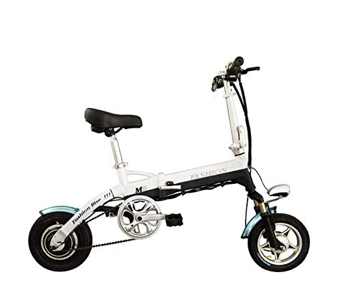 Bicicletas eléctrica : Hold E-Bikes 36V 12 Pulgadas batera de Litio Ultraligero aleacin de Aluminio Plegable Bicicleta elctrica@Blanco Negro