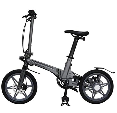 Bicicletas eléctrica : Hold E-Bikes Bicicleta elctrica Plegable de 16 Pulgadas Aleacin de magnesio Bicicleta elctrica pequea Bicicleta elctrica Plegable Ultraligera porttil@Gris