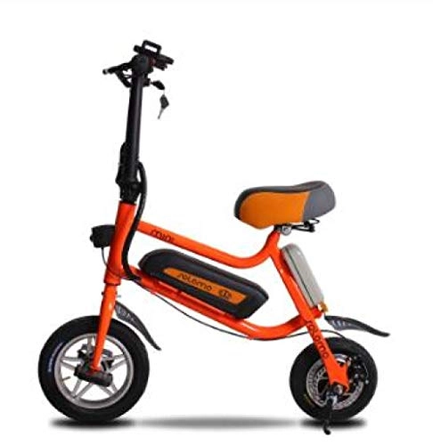 Bicicletas eléctrica : Hold E-Bikes Bicicleta elctrica Plegable Plegable de 14 Pulgadas elctrica Segura Ajustable con batera de Litio para Adultos y Adolescentes@Naranja_8Ah