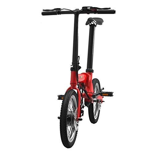 Bicicletas eléctrica : Hold E-Bikes Bicicleta Plegable, Bastidor y Guardabarros de 16", Bicicleta Plegable con Marco de Aluminio liviano de 32 LB, Bicicleta Mini Pedales Plegables portátiles de 6 velocidades@Rojo