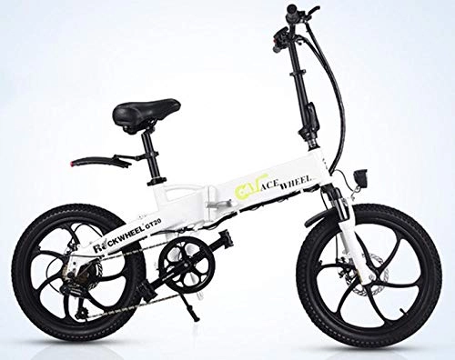 Bicicletas eléctrica : Hold E-Bikes Bicicleta Plegable elctrica Bicicleta Plegable Segura porttil Ajustable para Ciclismo@Blanco