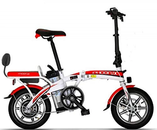Bicicletas eléctrica : Hold E-Bikes Coche eléctrico Plegable@Blanco Rojo_12Ah
