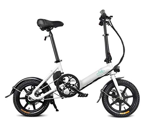 Bicicletas eléctrica : Hold E-Bikes D3 Mini Bicicleta elctrica Plegable Frenos de Disco Doble Motor 250W 7.8AH 36V Aleacin de Aluminio Bicicleta elctrica Inteligente Enchufe de la UE@Blanco