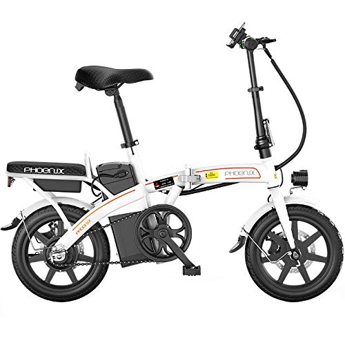Bicicletas eléctrica : Hold E-Bikes Mini Coche elctrico Plegable, Coche elctrico de Dos Ruedas para Adultos con Mini Pedal, Coche de batera de Viaje Plegable porttil, Bicicleta de Carga al Aire Libre@Blanco_20Ah