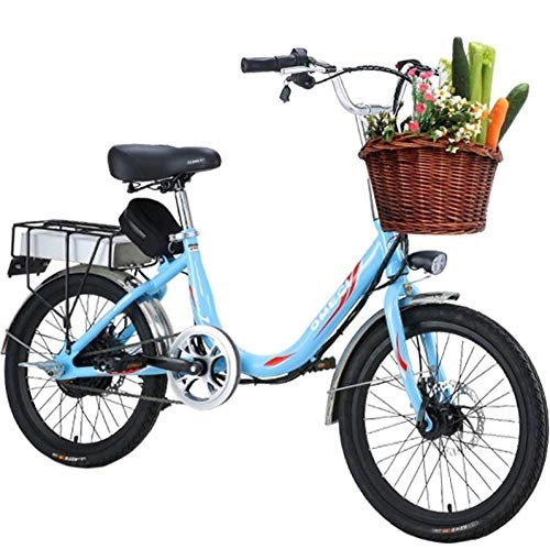 Bicicletas eléctrica : Hold E-Bikes Scooter eléctrico 48V 250W 20 Pulgadas Dos Ruedas Bicicleta eléctrica Portátil Naranja / Azul Bicicleta eléctrica Mujeres Adultos@Azul