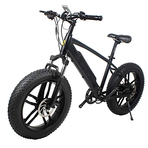 Bicicletas eléctrica : Home store Bicicleta eléctrica del neumático Gordo 350w, Bicicleta con batería Semi-integrada, Bicicleta eléctrica de 20 Pulgadas, Negro