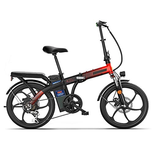 Bicicletas eléctrica : Home store Bicicleta Eléctrica Plegable, Batería de Iones de Litio extraíble de 48 V, Motor sin escobillas de Alta Velocidad, Bicicletas Eléctricas para Adultos, Negro Rojo