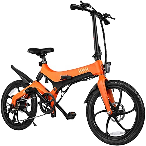 Bicicletas eléctrica : Homoyoyo 20 Bicicleta Eléctrica Plegable con Batería de Litio Extraíble de Gran Capacidad (36V 250W) Bicicleta Eléctrica de Absorción de Bicicleta Y Tres Modos de Trabajo (Naranja)