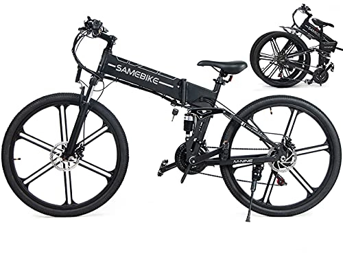 Bicicletas eléctrica : HPDOM Bicicleta Eléctrica Plegable, 26 Pulgadas Bici Electrica 500W Adultos Ebike con Batería Litio Extraíble de 48V 10Ah, Engranajes Profesionales de 21 Velocidades, Black